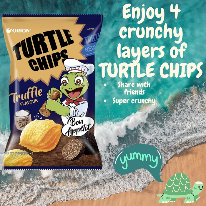 Orion Korean Snack Turtle Chips Truffle Salt flavor 3 bags x 160g - 4 Layers of Crunchy Goodness!