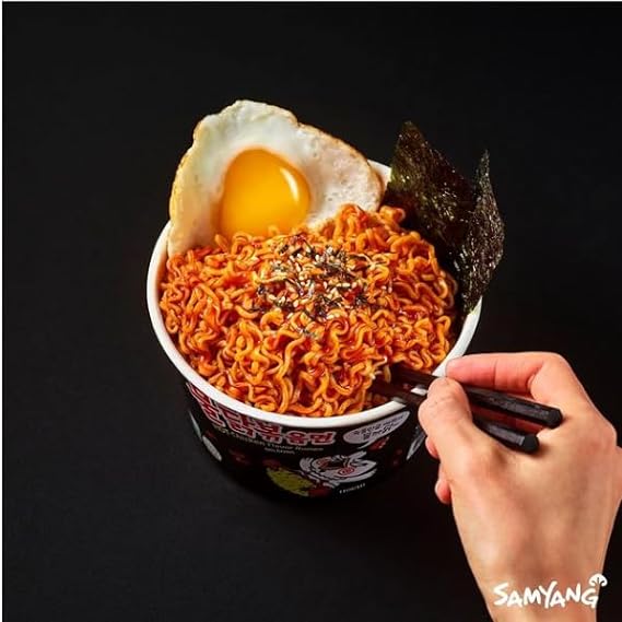 SAMYANG Buldak Korean Spicy Chicken Flavored Big Bowl Instant Noodle (4pk x 105g) - Try the Viral Fire Noodle Challenge!