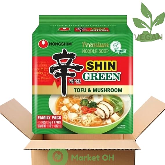 Nongshim Shin Korean Instant Noodles VEGAN Mushroom and Fried Tofu 4pk x 130g