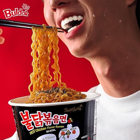 SAMYANG Buldak Korean Spicy Chicken Flavored Big Bowl Instant Noodle (4pk x 105g) - Try the Viral Fire Noodle Challenge!