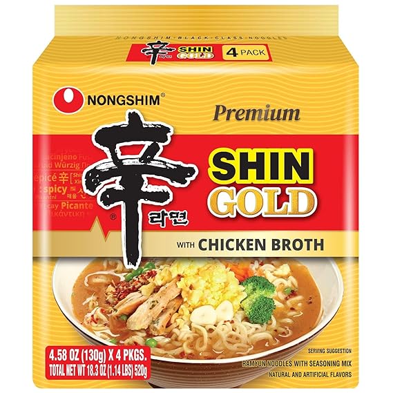 Nongshim Shin Ramen GOLD Korean Instant Noodle Premium Chicken Broth 4 pack x 130g