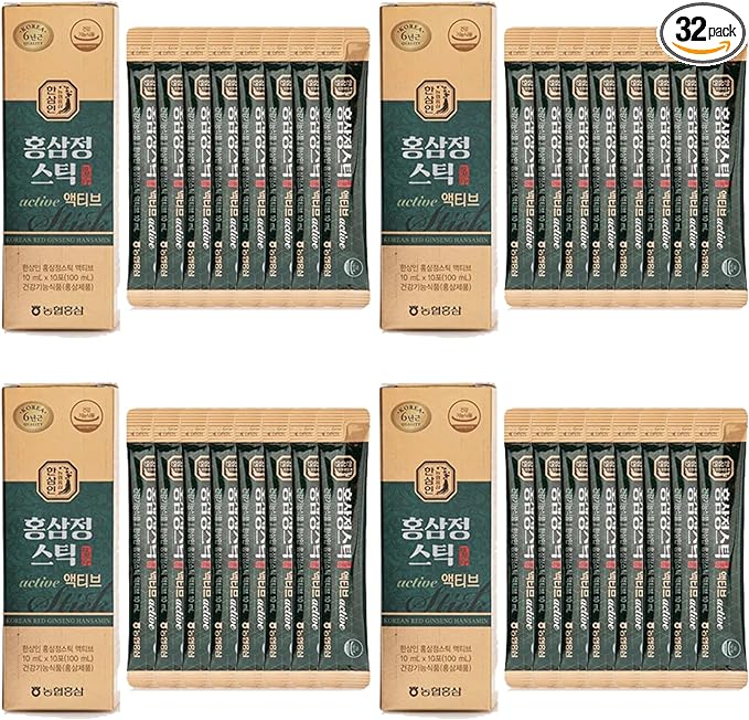 NONGHYUP Korean Red Ginseng Hansamin Stick Active (10mL x 32 Stick) - 6 Years Aged Korean Red Ginseng Extract