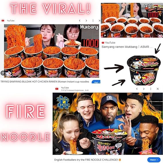 SAMYANG Buldak Korean Spicy Chicken Flavored Big Bowl Instant Noodle (4pk x 105g) - Try the Viral Fire Noodle Challenge!