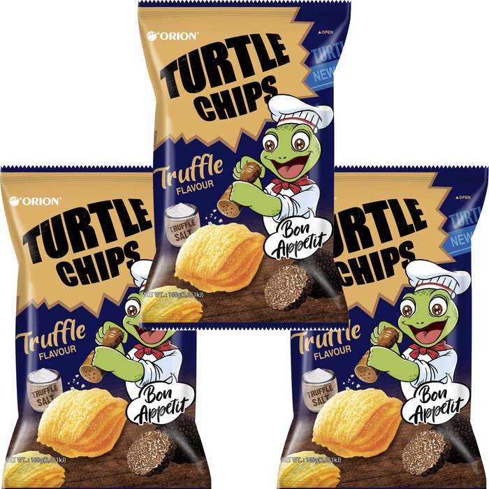 Orion Korean Snack Turtle Chips Truffle Salt flavor 3 bags x 160g - 4 Layers of Crunchy Goodness!