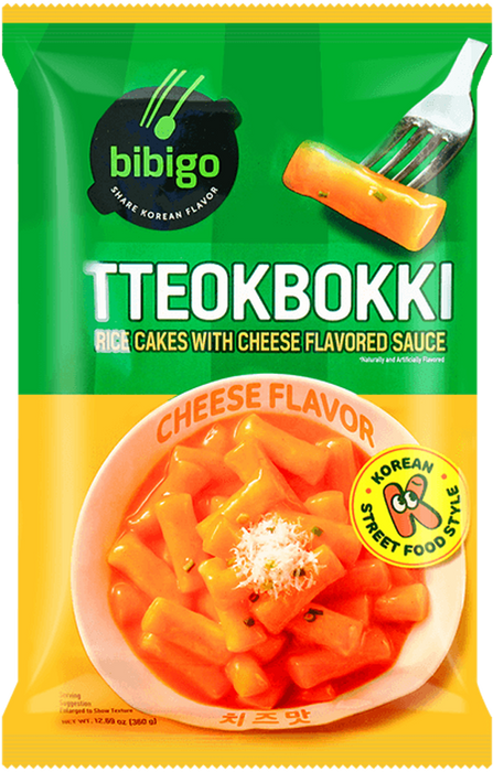 BIBIGO Tteokbokki Cheesed Flavored Sauce Rice Cakes Meal Kit 1 Pack 12.69 oz each