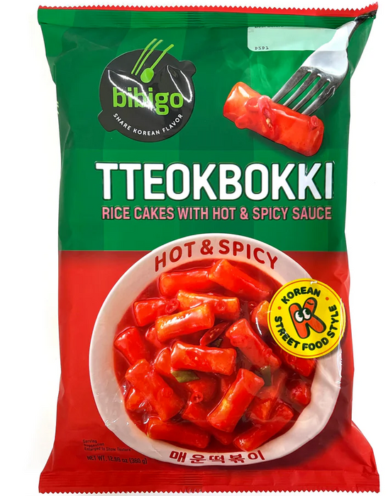 BIBIGO Tteokbokki Hot & Spicy Rice Cakes Meal Kit 1 Pack 12.69 oz each