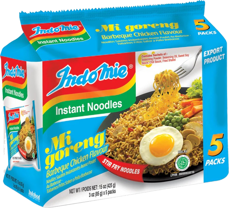 Indomie Instant Stir Fry Noodles BBQ Chicken Flavor - 5 pack