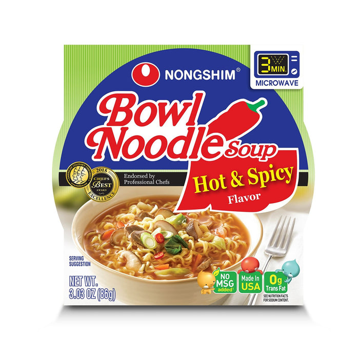 Nongshim Bowl Noodle Soup Hot & Spicy Flavor 3.03oz