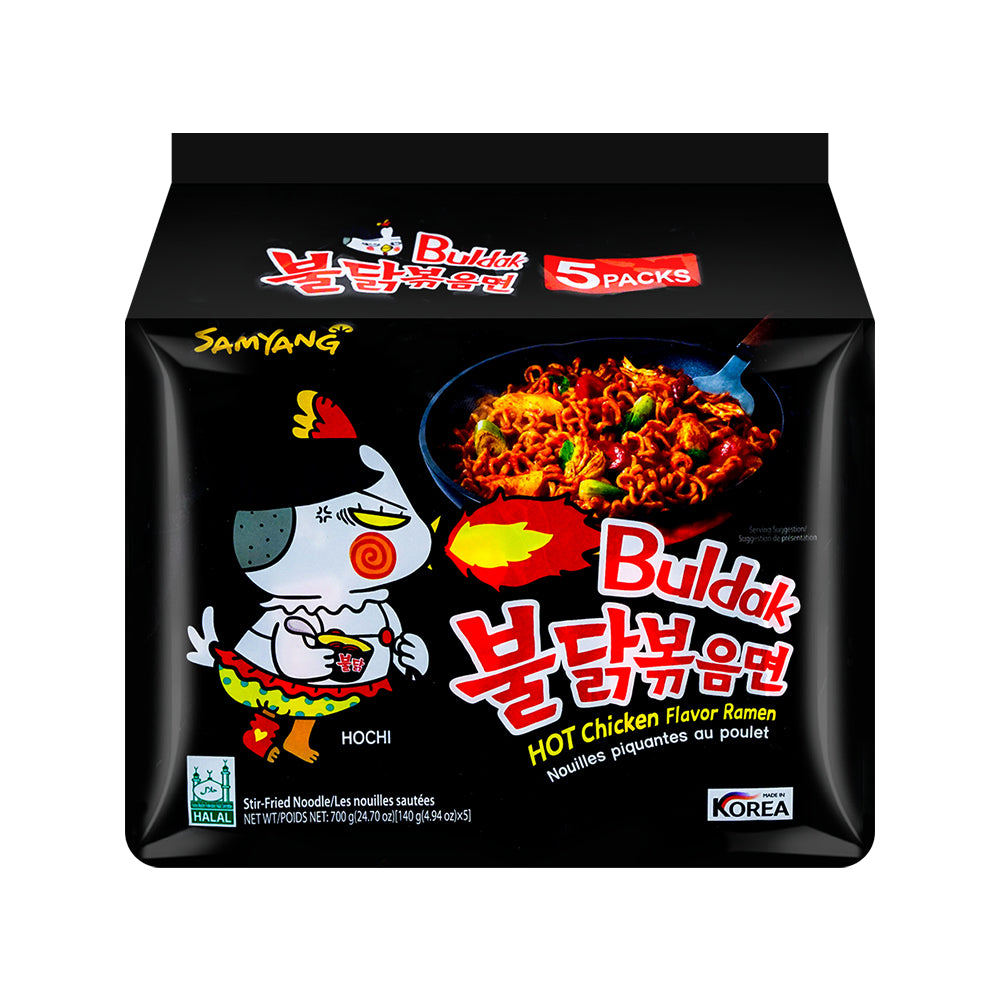 Samyang 2X Buldak (Korean) Hot Spicy Chicken Stir Fried Ramen 4.94 oz (Pack  of 5)