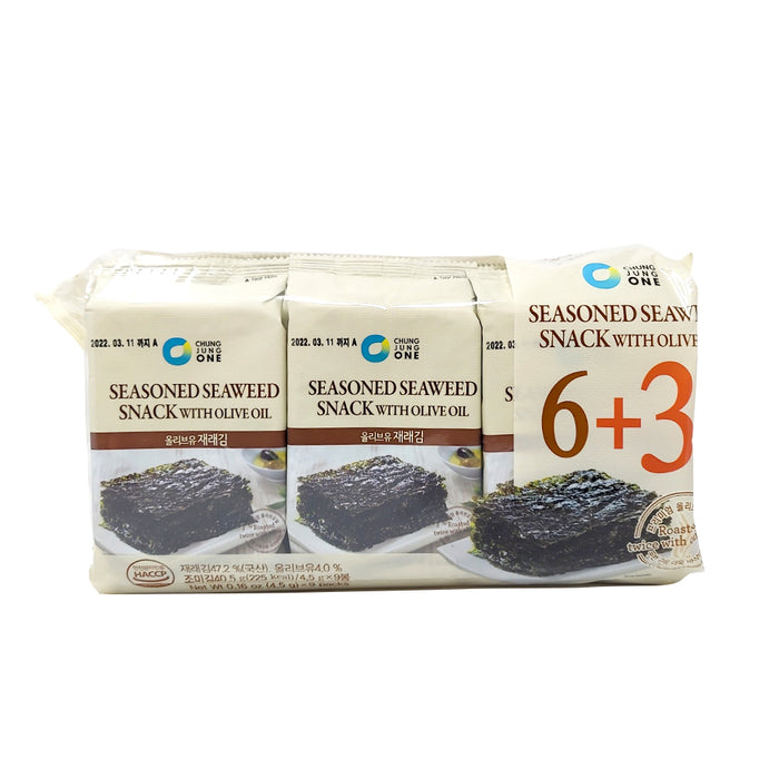 Chungjungone  Seasoned Seaweed Snack With Olive Oil 4.5g x 9