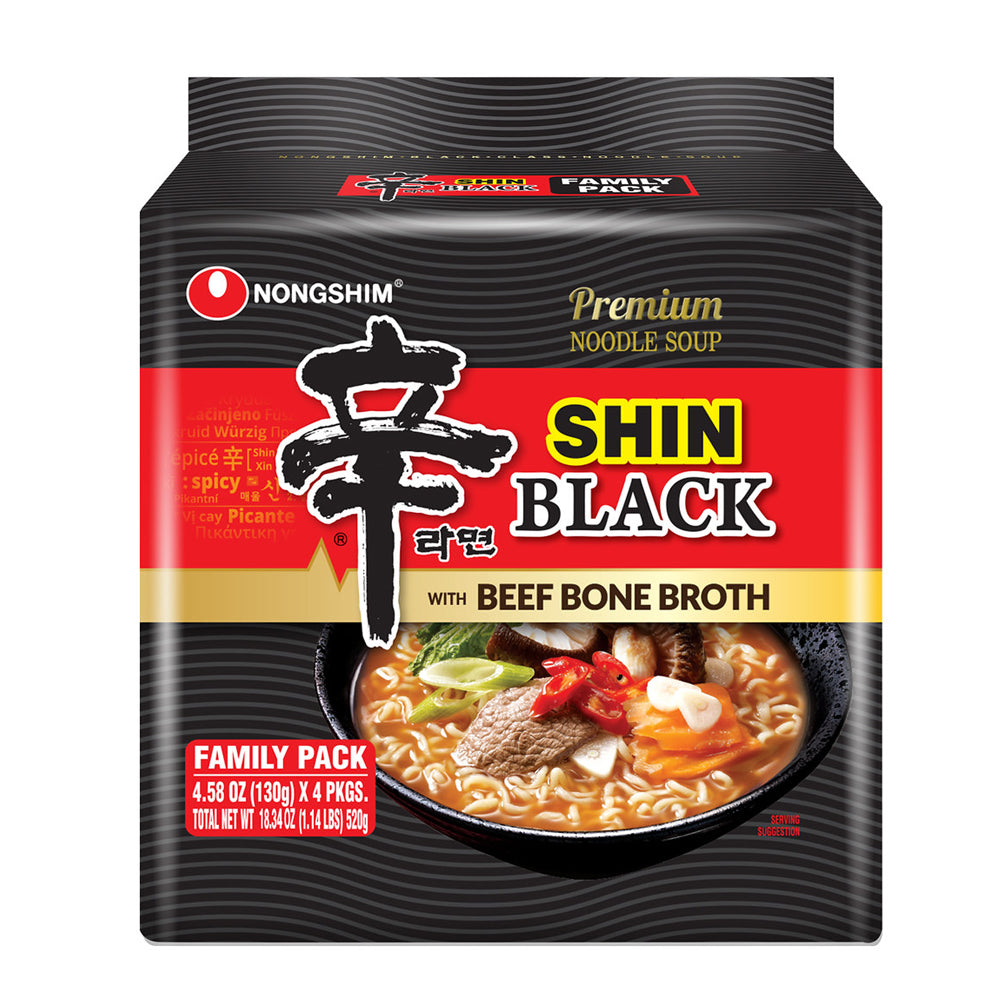 Nongshim® Shin Black Beef Bone Broth Noodle Soup Family Pack, 4 ct / 4.58  oz - Kroger